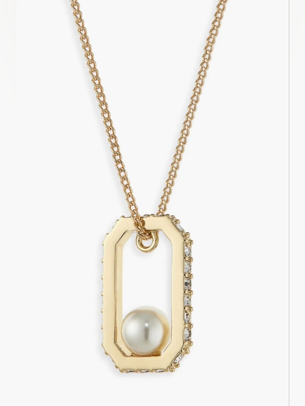 All Saints Ellie Hex Faux Pearl Square Pendant Necklace NWT